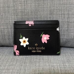 Kate Spade Black and Pink Floral Card Holder